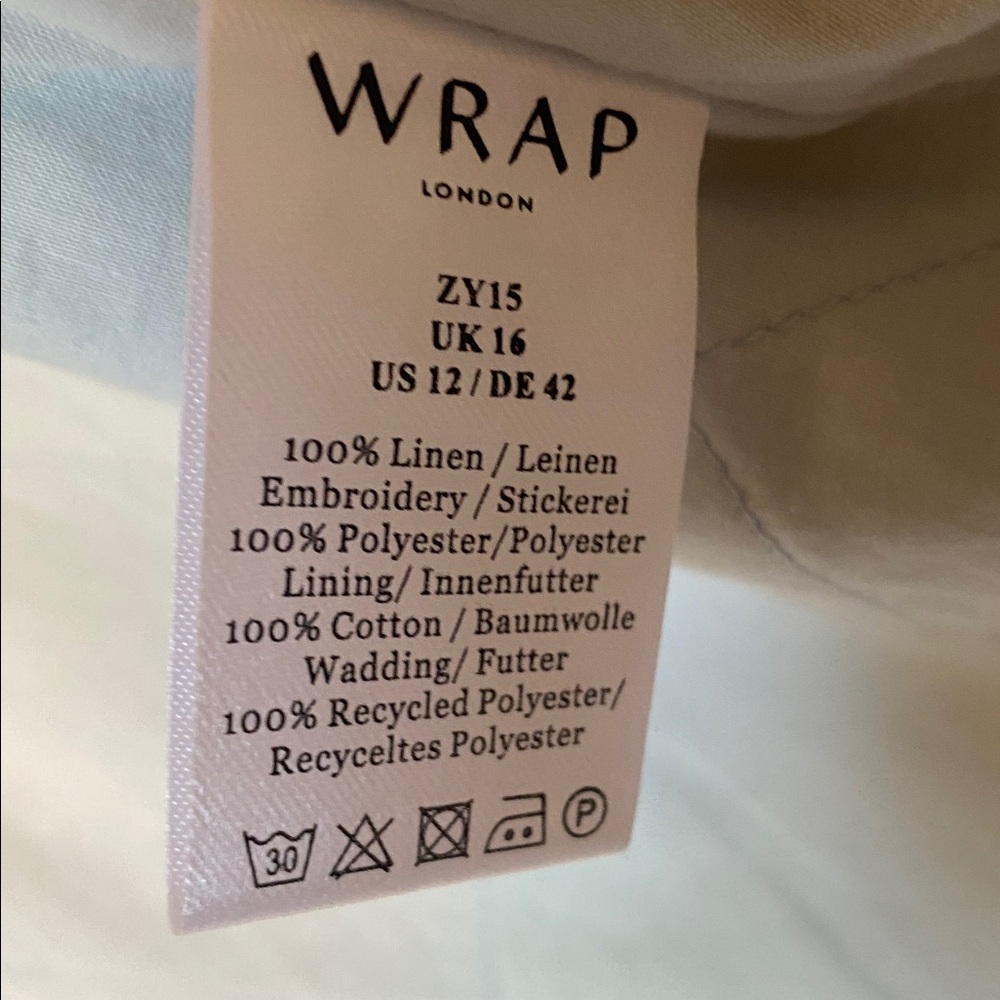 Wrap London Embroidered Plaid Quilted Linen Jacket Size 12 - Picture 5 of 6